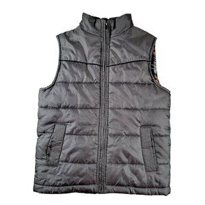 Gray Puffer Vest Childs Quilted Full Zip Size Youth Small 8  JH1476